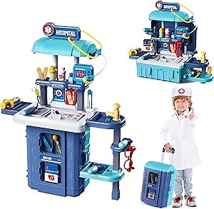 Amazon.com: Toy Doctor Kit for Kids: Pretend Play Kids Doctor Set with Electronic Stethoscope Dress Up Doctor Costume Carrying Storage Case - Role Play Toys Medical Kit for Toddlers Boys Girls : Toys & Games