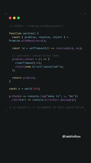 ES2024: Promise.withResolvers() — clean manual resolve/reject #coding #javascript #shorts