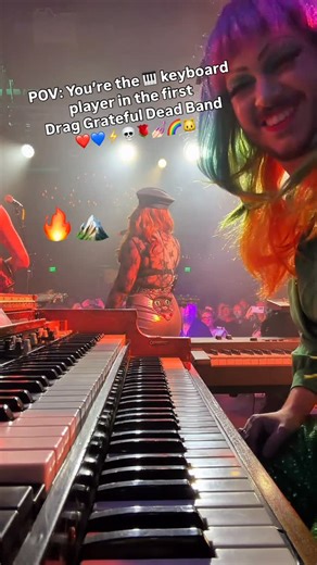 Alex Jordan on Instagram: "“Almost ablaze, still you don’t feel the heat…” 🔥🏔️💙❤️ POV: you’re the keyboard player in the world’s first all-drag Grateful Dead tribute band. SOOO much fun playing the Lodge Room in LA. Off to our first ever two-night stand at the Great American Music Hall in San Francisco. This is one of my favorite places to play in and it’s our first venue we’ve played that the Dead played too!!! Still some tickets available so we’ll see you there! 🐱🎹 #gratefuldead #deadhead