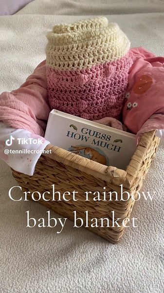 Latest pff the hook! A rainbow baby blanket with bobble stitches! #crochet #crochetersoftiktok #crochettiktok #crochetbabyblanket #babyblanket #crochetblanket
