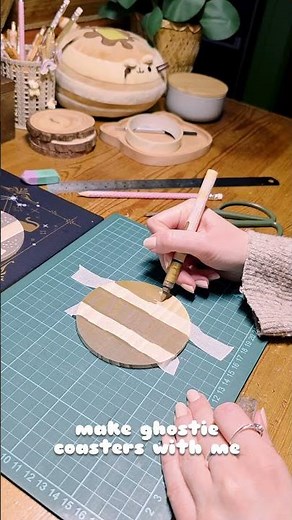 make ghostie coasters with me 👻☕️ HAPPY HALLOWEEN #autumncrafts