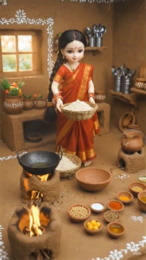 Tiny Village Kitchen 🍞🔥 Bread Pakoda & Jalebi in Red Saree | Miniature Cooking Story #asmrcooking