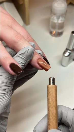 Sharp Square Hard Gel Nails Tutorial | Brown Chrome Nail Set Step-by-Step