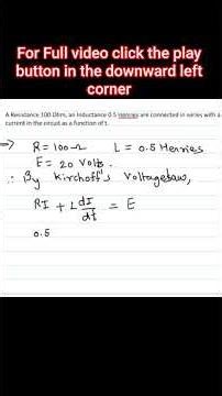 LR RC Circuits| Application of first order linear differential equations