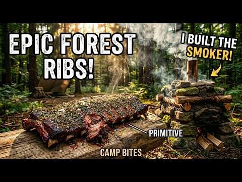 I Built a PRIMITIVE Smoker for these EPIC Forest Ribs! | Camp Bites