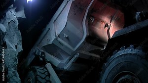 Underground Mining Dump Truck inside the Coal Mine of Rio Turbio, Santa Cruz Province, Argentina.