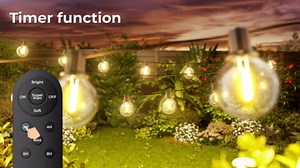 addlon 200FT(2 Pack*100FT) Solar String Lights Outdoor Waterproof with Remote, Dimmable Commercial Grade Solar Powered String Lights with 108 LED Bulbs, Hanging Light for Backyard Party Decor