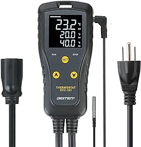 DIGITEN DTC101 Temperature Controller Digital Heat Mat Thermostat Greenhouse Thermostat Outlet Heating Cooling Temperature Control Seedlings Germination Rooting Fermentation Reptiles