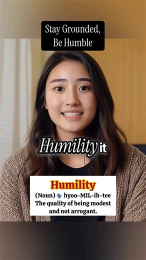 🎬 Faye explains: Humility “Humility is the quality of being modest and not overly proud of yourself — recognizing your strengths without thinking you’re above others.” #Humility #Vocabulary #LearnEnglish #SpokenEnglish #WordOfTheDay