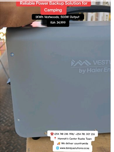 Reliable Power Backup Solution for Camping ☎️ 254 748 246 998/ 254 781 307 216 📍 Hannah's Center Ruaka Town 🚚 We deliver countrywide 🌐 www.dandysolutions.co.ke #vestwoods #vestwoods2kwh #powerbackup #powerstation #solarbackup