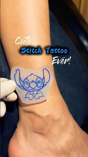 Cutest Stitch Tattoo You'll Ever See! 💙 | Ankle Ink Art