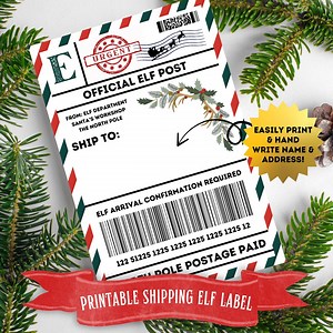 Printable Elf Shipping Label Elf Return Label Kit Idea Elf Printable Label Elf Postage Label Christmas Elf Arrival Ideas Preschool Holiday - Etsy