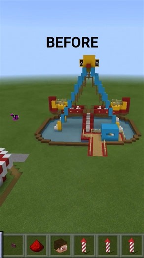 Before and after of my Pirate Ship theme park minecraft #shorts #minecraft #roblox #sodapop #golden