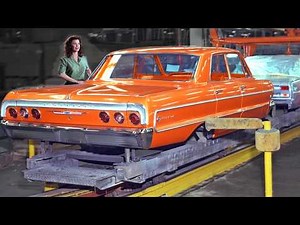 Building Chevrolet Impala, Bel Air, Corvair, Biscayne or Chevell inside General Motors retro Factory