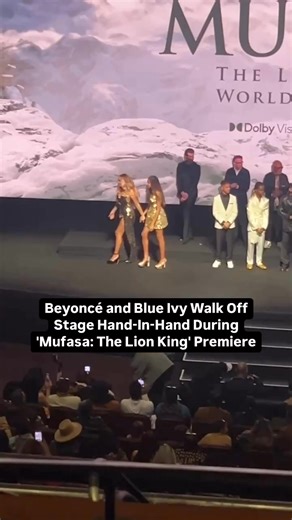 #Beyonce and her daughter #BlueIvy walk off stage while holding hands during the ‘Mufasa: The Lion King’ premiere. | People