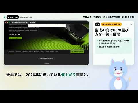 CPU?GPU?生成AI向けPCの選び方と2026年の値上がり事情を整理
