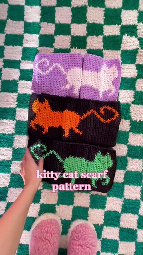 Cat Crochet Handmade DIY Scarf Pattern Link in Bio