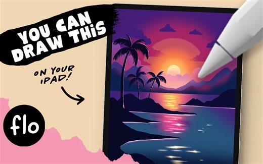 【Procreate】新手级教程 You Can Draw This in PROCREATE 手把手一步步教你绘制落日海滩风景插画