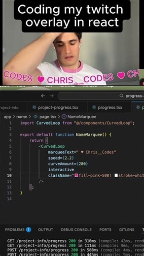 Creating a Nice overlay with react #programming #js #streamer #coding #twitch #highlights