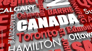Canada Cities Travel Destinations Maple Leaf Flag 3d Animation