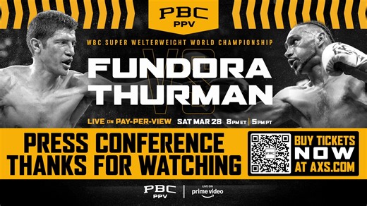 Watch live as WBC Super Welterweight World Champion Sebastian “The Towering Inferno” Fundora and former unified world champion Keith “One Time” Thurman go face to face at a press conference in Los Angeles before they headline a PBC Pay-Per-View on Prime Video taking place Saturday, March 28, from the MGM Grand Garden Arena in Las Vegas. #FundoraThurman Fight Night Details: https://pbcham.ps/FightNight-032826 | Premier Boxing Champions
