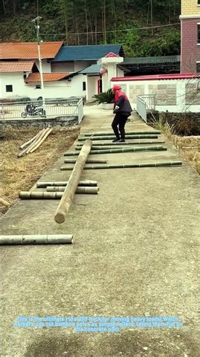 DIY Bamboo Roller Hack! Easy Heavy Pole Moving Trick