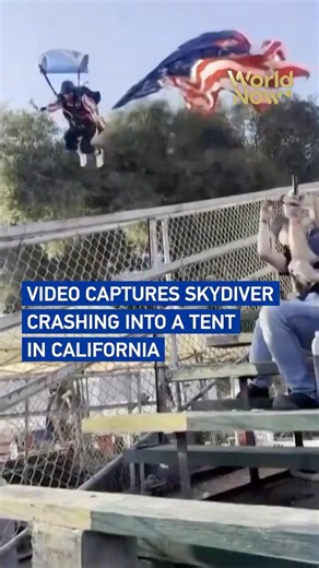 Video captures skydiver crashing into a tent in California #worldnow