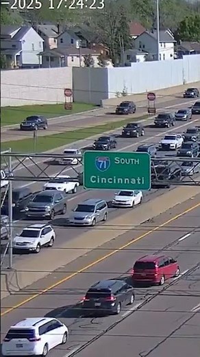 Driver causes pileup on Interstate 71 after stopping mid-lane over missed exit #shorts