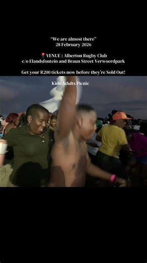 Kido Adults picnic 2026 DATE : 28 FEBRUARY 2026 KAIZER CHIEFS ✌🏽 vs ORLANDO PIRATES ☠️ live on the Big screen. TICKETS R200 (Limited Tickets Available) 🎟️ CoolerBox R140(Big or Small) 📍VENUE : Alberton Rugby Club c/o Elandsfontein and Braun Street Verwoerdpark 🤸‍♂️Inflatable swimming pool 🤸‍♂️Zip lining 🤸‍♂️Jumping Castles 🤸‍♂️Bunjee jumping 🤸‍♂️Water slides 🤸‍♂️Wrestling 🤸‍♂️Boxing ring 🤸‍♂️Machenical bulls 🤸‍♂️Mgusha 🤸‍♂️Dunk tanks and plenty more… 🎟️ Please note that tickets pur