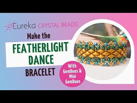 How to Make a Beaded Bracelet w/ GemDuos & Mini Gemduos 💚💎Featherlight Dance Bracelet Free Tutorial
