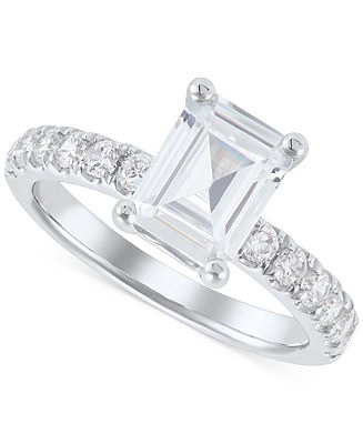 Grown With Love IGI Certified Lab Grown Diamond Emerald-Cut Engagement Ring (3 ct. t.w.) in 14k White Gold - Macy's
