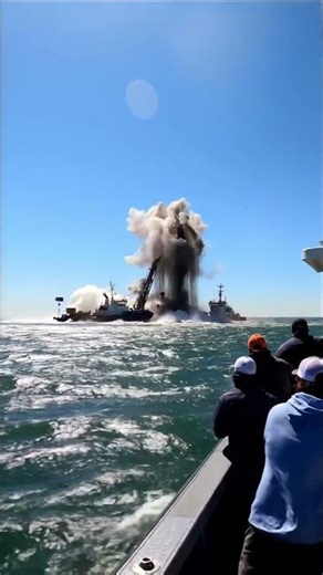 Ever seen a ship get blown up this close? 💥 #wow