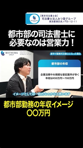 【切り抜き】 司法書士は高収入？都市部で働くために必要な能力 #shorts #司法書士 #資格 #みつ葉グループ
