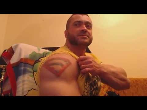 Carin The Bodybuilder-Musclegod show his tattoos for fans