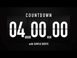 4 Hour Countdown Timer 🕙 Flip Clock with Simple Beeps 🔊🖤