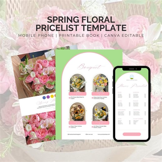 Floral Pricelist Template Canva | Flower Shop Menu, Spring Design (digital Download) - Etsy