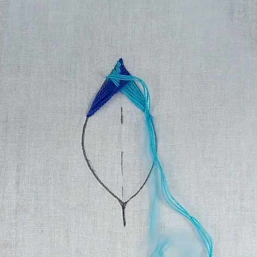 Hand embroidery fishbone stitch leaf tutorial