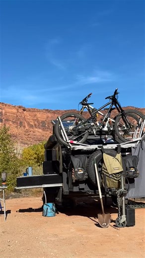 Full send weekend in Moab 🔥 Mission Overland Summit all dialed in, bikes locked and loaded — the Vampire DH and Pivot Firebird. We tackled the Whole Enchilada from top to bottom and camp’s never looked better. #MissionOverland #WholeEnchilada #MoabUtah #OverlandLife #PivotCycles #MTBAdventure #ColoradoAdventureCamper | Colorado Adventure Camper Rentals