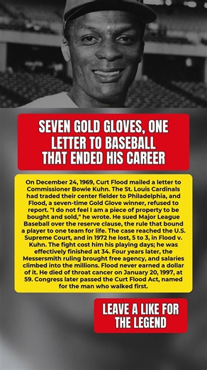 He Refused A Trade And Lost At The Supreme Court For Baseball #CurtFlood