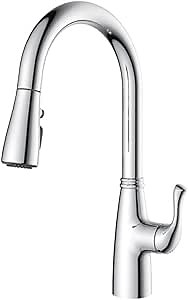 Amazon Basics Kitchen Faucet, Pull-Down Sink with Fast Mount, Chrome Finish, 1-Pack