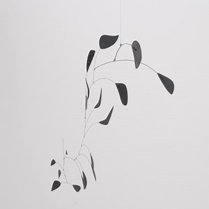 "This family of interrelated forms has its own private life," writes Jed Perl of the hanging mobile Vertical Foliage. "Here balance and imbalance and parity and disparity are joined in a dance of forms that’s romantically voluptuous but also stark and astringent. We see Calder achieving what must be called a classical style—a style that, as the musician and historian Charles Rosen wrote in another context, ‘was not so much the achievement of an ideal as the reconciliation of conflicting ideals—t