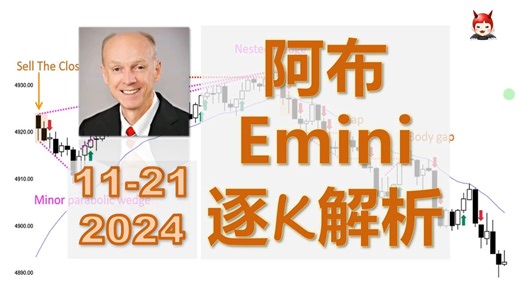 【上】2024.11.21Emini逐K解盘|双底|楔形底|限价单|宽止损|加仓|微通道|窄通道|TTR|开盘价是磁铁_哔哩哔哩_bilibili