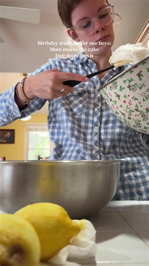Our son requested a blueberry upside down plane (fighter jet) cake for his birthday this year. So I made a lemon cake and homemade blueberry compote filling, and dad took care of assembly and decorating #birthdaytraditions #homemadebirthdaycake