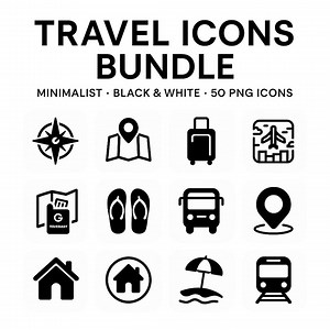 Travel Icons Bundle – 50 Minimalist Pngs|travel Essentials Icon Set|travel PNG Icons |traveler Icons|traveler Png|travels Png - Etsy UK