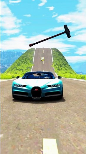 Supercar vs Giant Hammer on the Hill! ⚡💥 | BeamNG.drive Crazy Crash Test