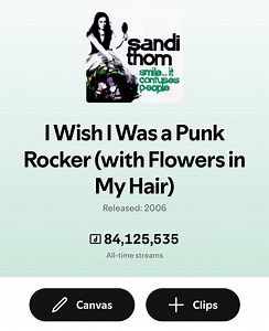 Blows my mind that 85 MILLION people have streamed punk rocker! 😃😃😃😃 | Sandi Thom