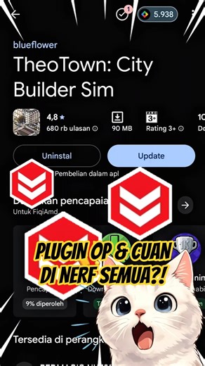THEOTOWN UPDATE! PLUGIN OP & CUAN DI NERF DEVELOPER! #shorts