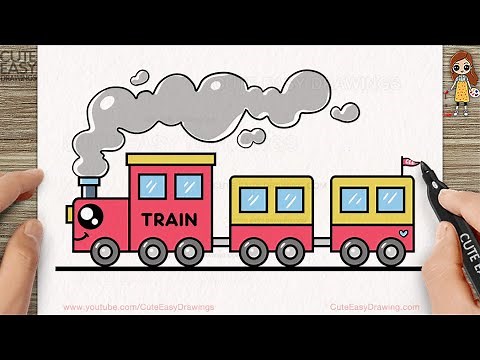 How to Draw a Cute Train Step by step Follow Along video for KIDS