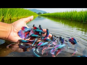 Catching a Colorful Betta Fish by Hand