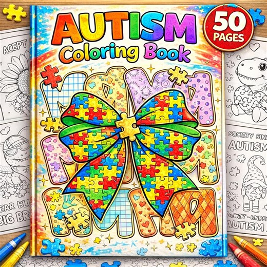 Autism Coloring Book 50 Pages, Calm Sensory Coloring Pages for Neurodivergent Kids, Positive Support Activity Book Designs - Etsy